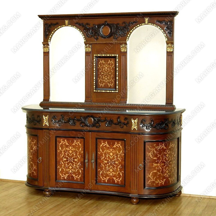 Marquetry Inlay Double Sink Bathroom Vanity