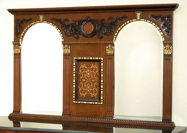 Marquetry Inlay Double Sink Bathroom Vanity