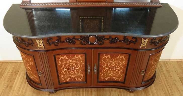 Marquetry Inlay Double Sink Bathroom Vanity