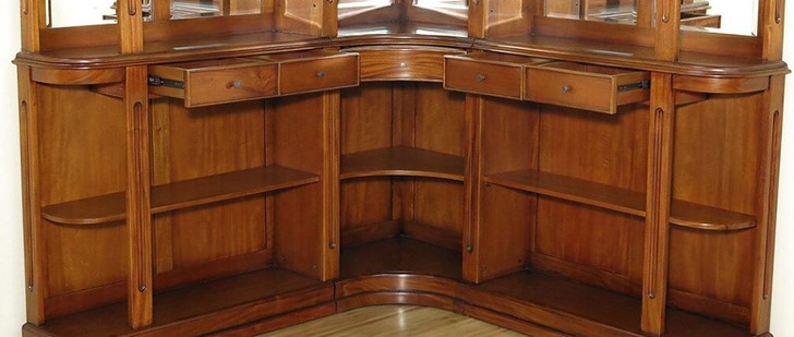 8ft Mahogany Corner Bar Back w/ Mirrors