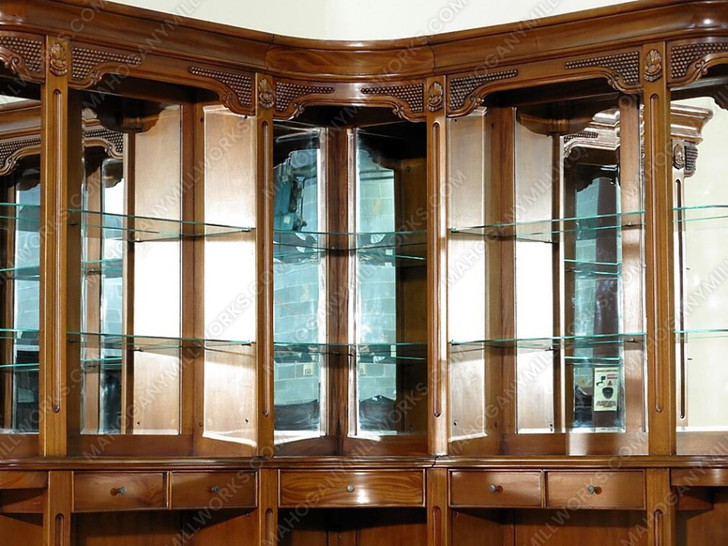 8ft Mahogany Corner Bar Back w/ Mirrors