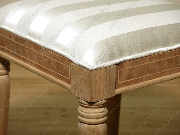 Solid Rosewood Unfinished Stool w/ Striped Fabric