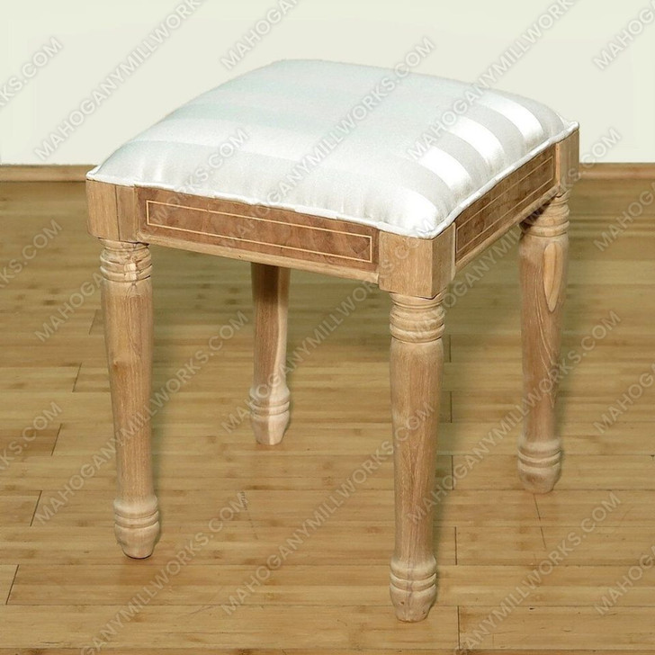 Solid Rosewood Unfinished Stool w/ Striped Fabric