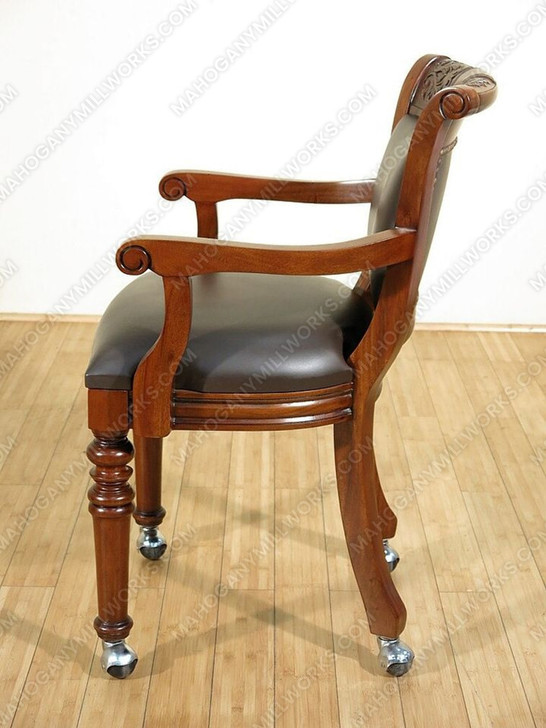 Leather Upholstered Game Chair w/ Casters