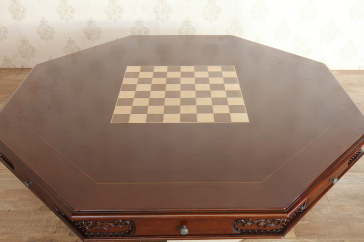 58" Mahogany Reversible Recreational Poker Game Table