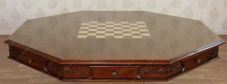 58" Mahogany Reversible Recreational Poker Game Table