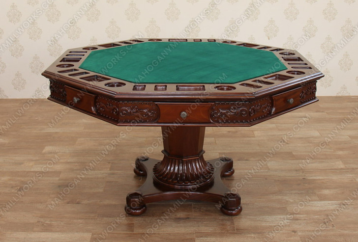 58" Mahogany Reversible Poker Game Table