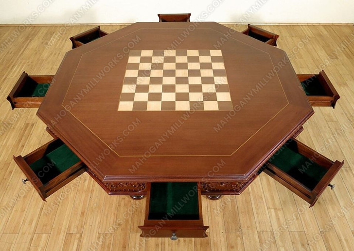 58" Mahogany Reversible Recreational Poker Game Table