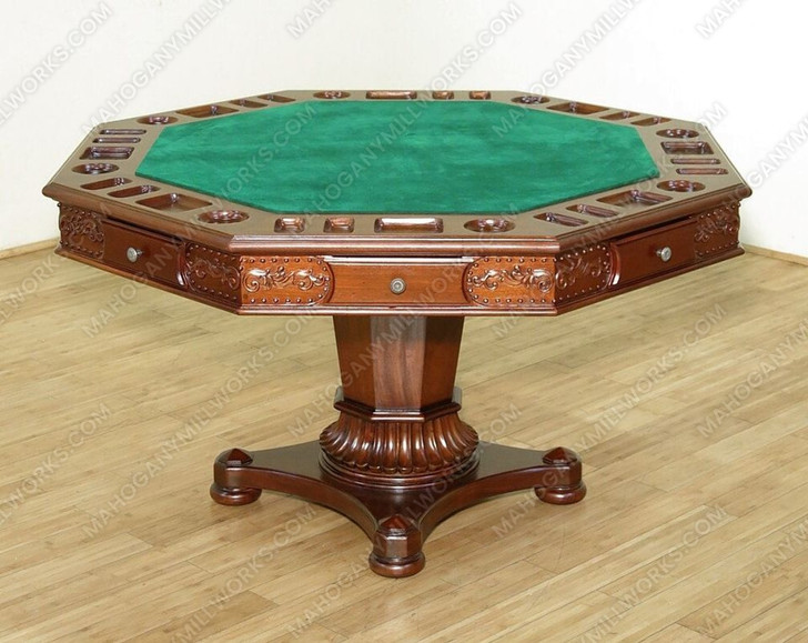 58" Mahogany Reversible Recreational Poker Game Table