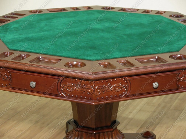 5pc Mahogany Poker/Game Table Set w/ 4 Leather Chairs