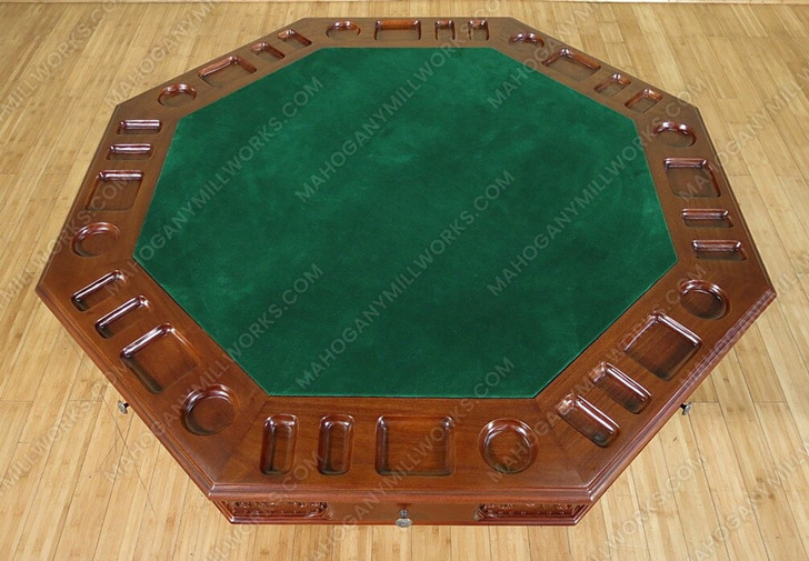 5pc Mahogany Poker/Game Table Set w/ 4 Leather Chairs