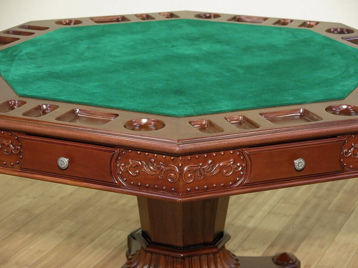 5pc Mahogany Poker/Game Table Set w/ 4 Leather Chairs
