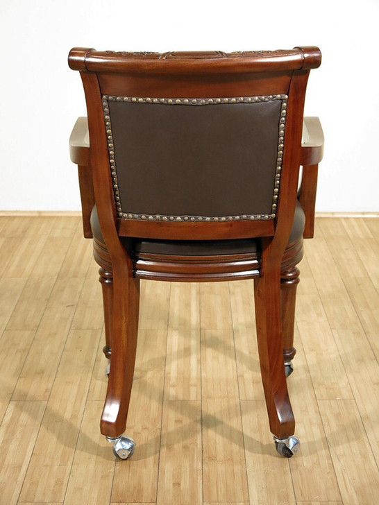 5pc Mahogany Poker/Game Table Set w/ 4 Leather Chairs