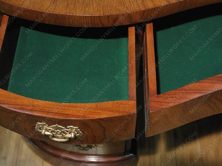 Burl Mahogany Kidney Shape Desk w/ Leather