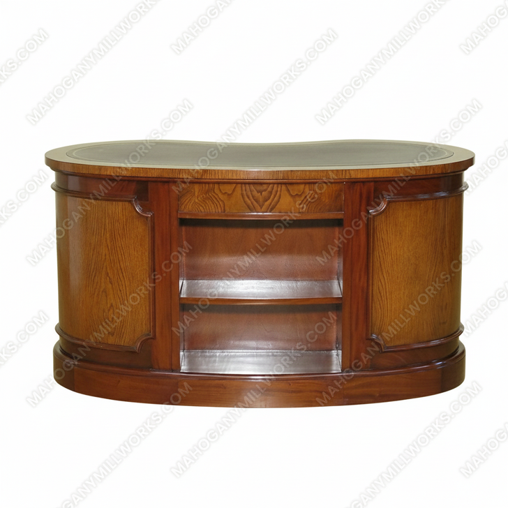 Italian Style Burl Mahogany Kidney Desk w/ Leather