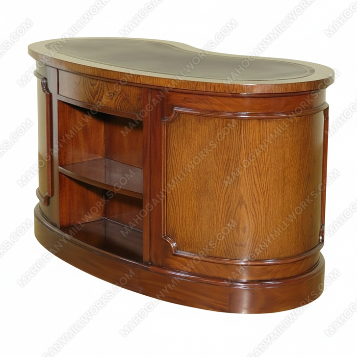 Italian Style Burl Mahogany Kidney Desk w/ Leather