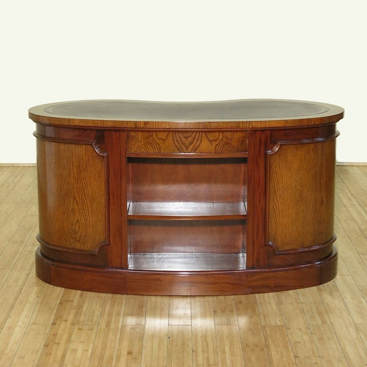 Burl Mahogany Kidney Shape Desk w/ Leather