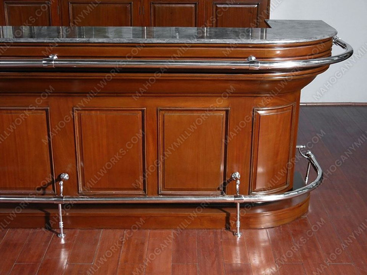 9ft Mahogany Mirror back Pub Bar w/ Marble Top