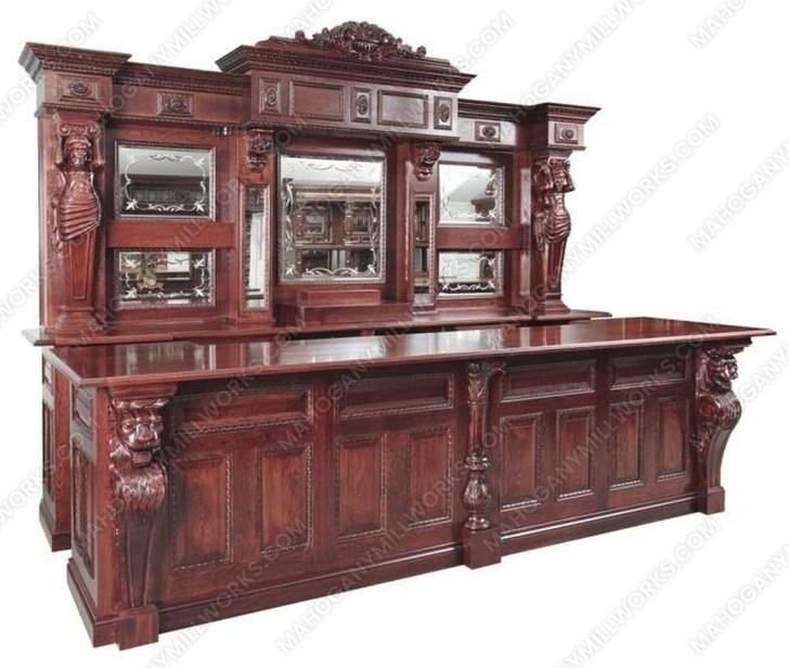 12.60 ft Mahogany Handcrafted Western Saloon Pub Bar