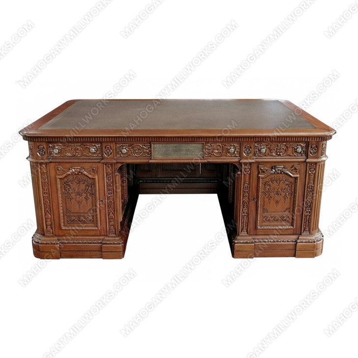 6ft Walnut Oval Office Resolute Desk w/ Leather Top