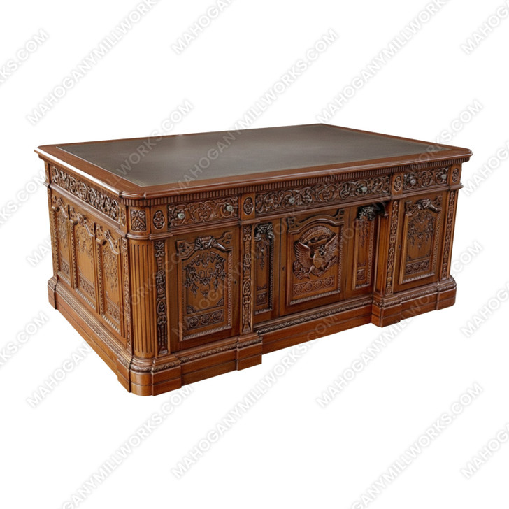 6ft Walnut Oval Office Resolute Desk w/ Leather Top