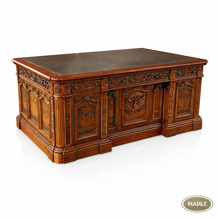 6ft Oval Office Resolute Desk w/ Leather Top