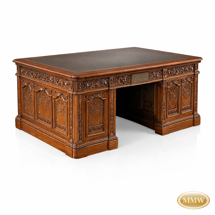 6ft Oval Office Resolute Desk w/ Leather Top