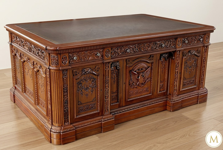 6ft Mahogany Oval Office Resolute Desk w/ Leather Top