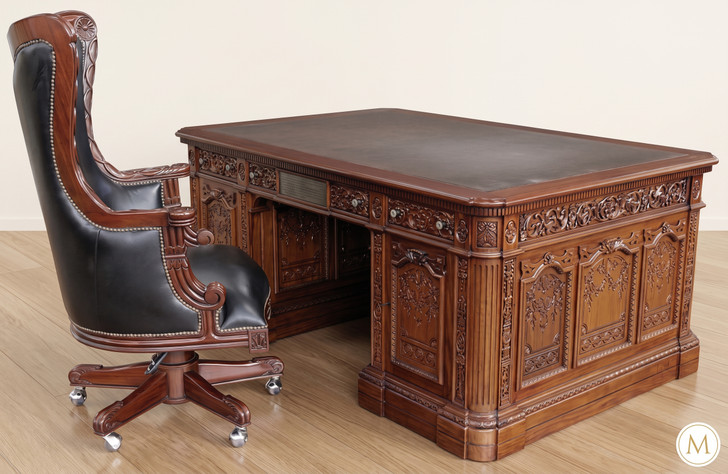 6ft Mahogany Oval Office Resolute Desk w/ Leather Top