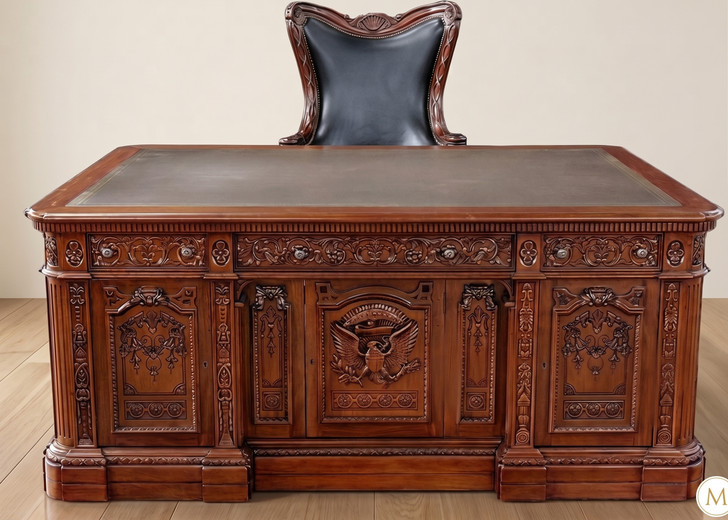 6ft Mahogany Oval Office Resolute Desk w/ Leather Top