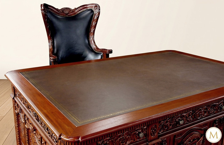 6ft Mahogany Oval Office Resolute Desk w/ Leather Top