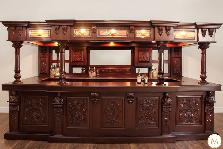 14ft Mahogany Stained Glass Canopy Pub Bar