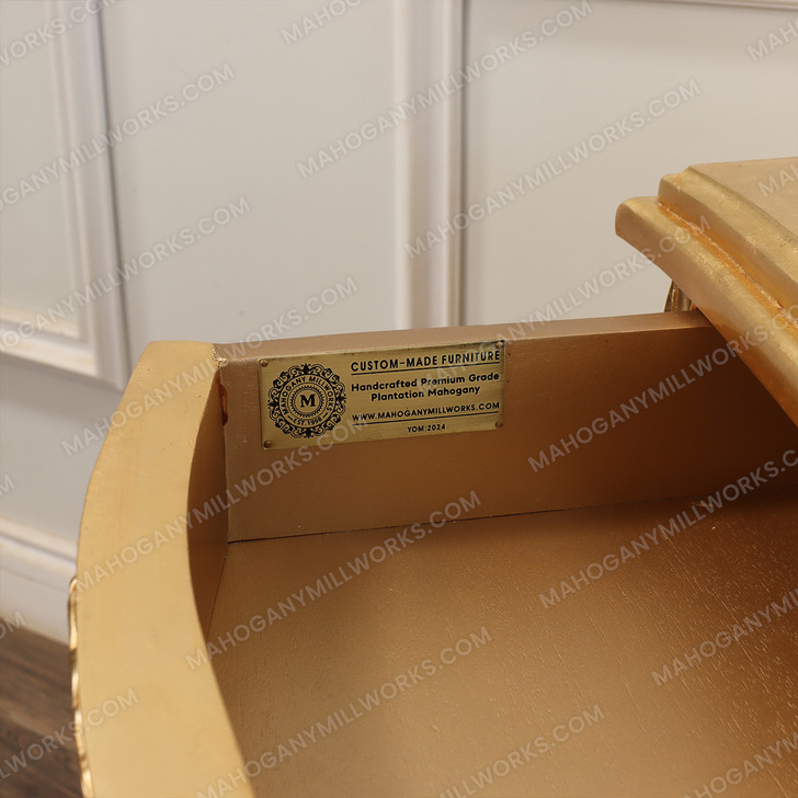 Gold Leaf Rococo 3 Drawer Nightstand / Bedside Table / Chest