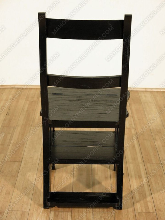 Solid Mahogany Rustic Distressed Black Ladder Chair Library Step Stool