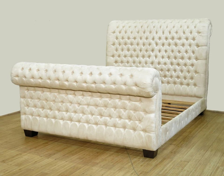 Cream Tufted Upholstered Bed