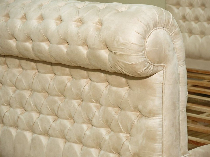 Cream Tufted Upholstered Bed