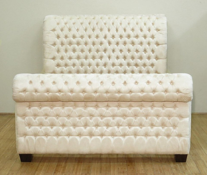 Cream Tufted Upholstered Bed