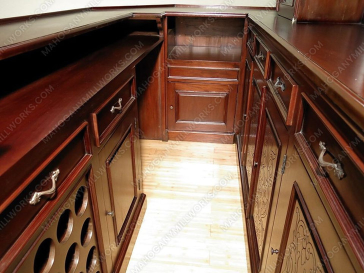 9.5ft Dark Mahogany L-Shape Pub Bar