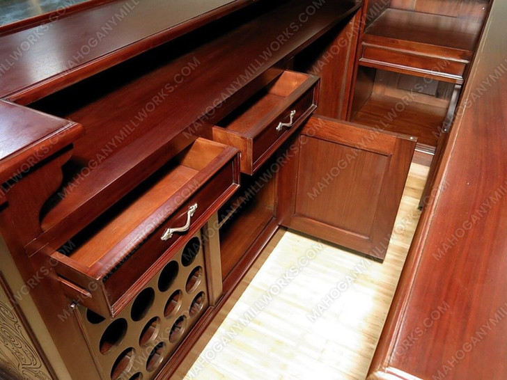 9.5ft Dark Mahogany L-Shape Pub Bar