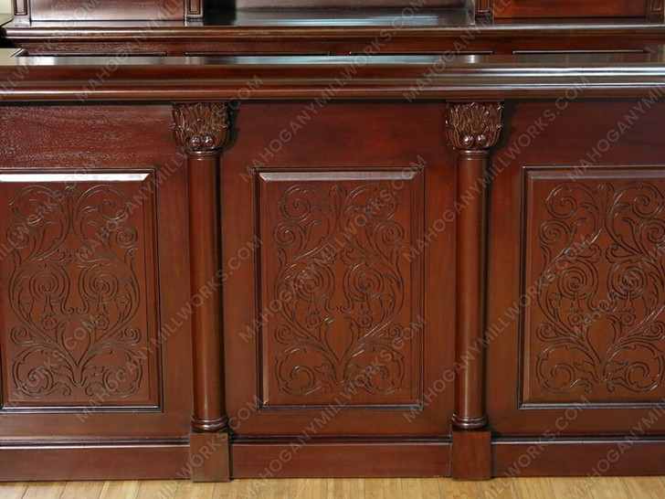 9.5ft Solid Mahogany Home Pub Bar w/ Lead Glazed Stained Glass