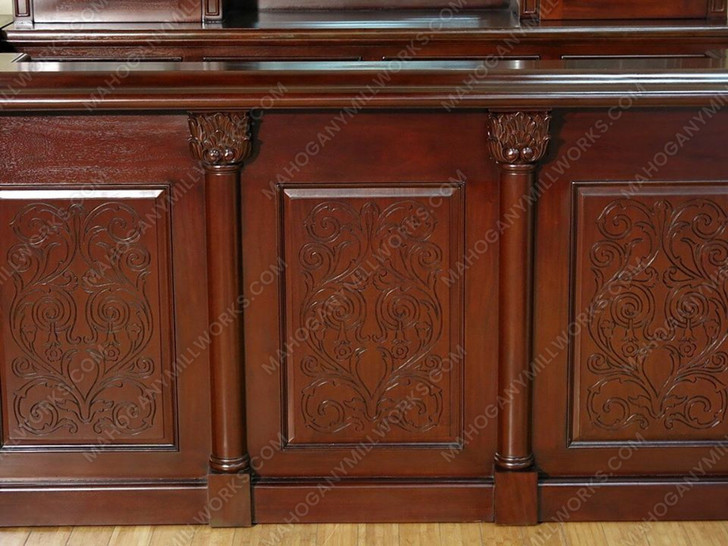 9.5ft Dark Mahogany L-Shape Pub Bar