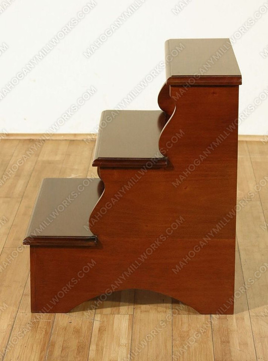 Solid Mahogany 3-Step Office Library Step Stool