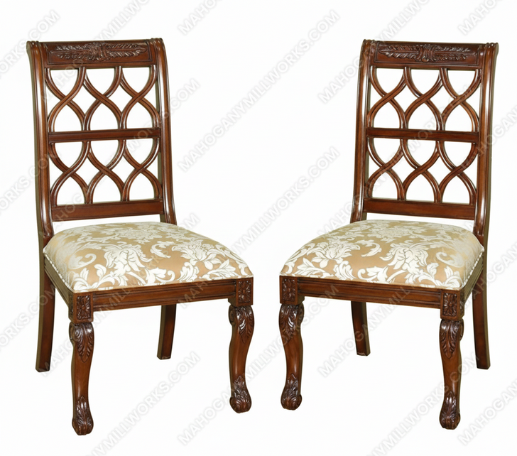 Mahogany Pierced Back Dining Side Chairs Pair (2)