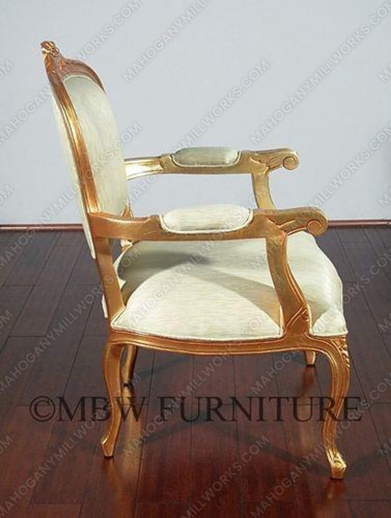 Solid Mahogany Gold French Occasional Accent Chair