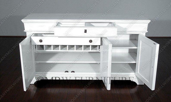 Antiqued White Solid Hardwood Sideboard Buffet Server