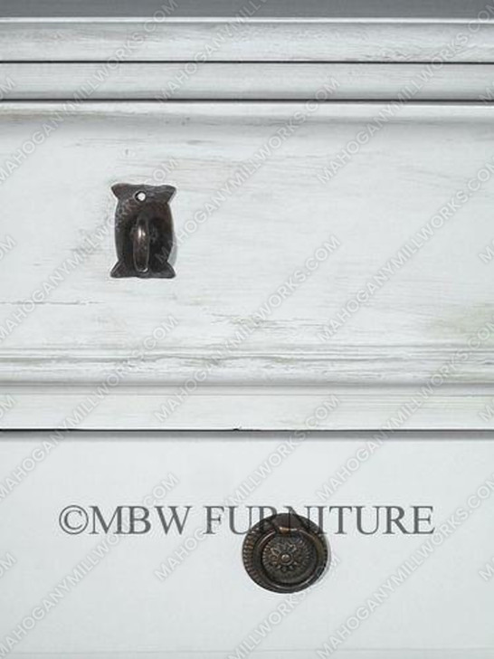 Antiqued White Solid Hardwood Sideboard Buffet Server