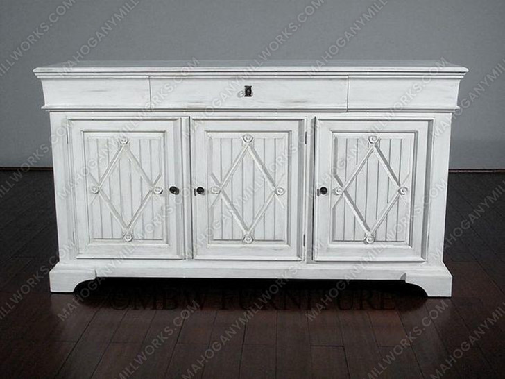 Antiqued White Solid Hardwood Sideboard Buffet Server