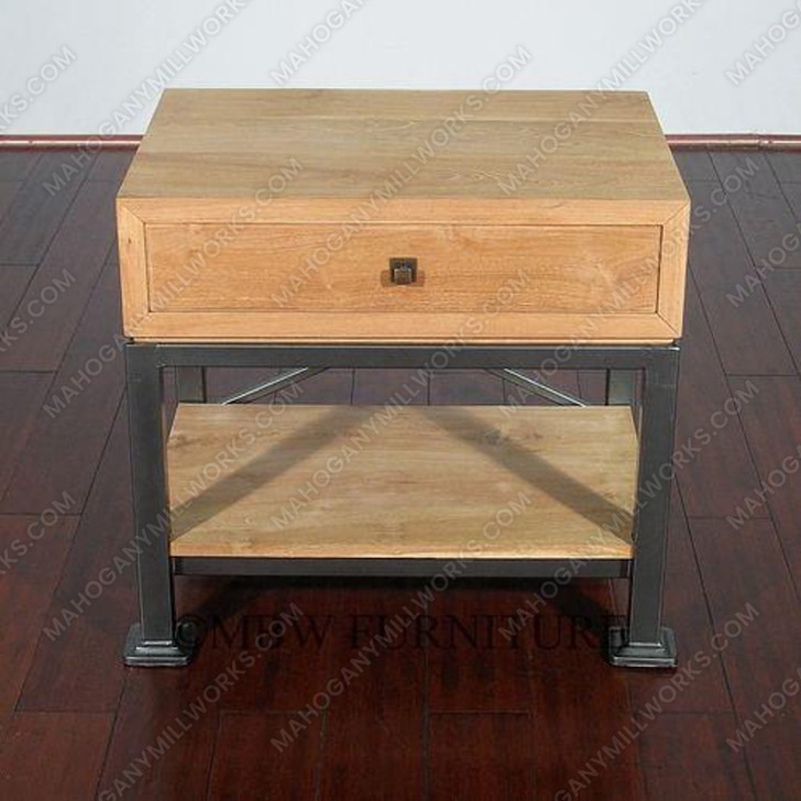Loft-Style Side Table - Solid Hardwood