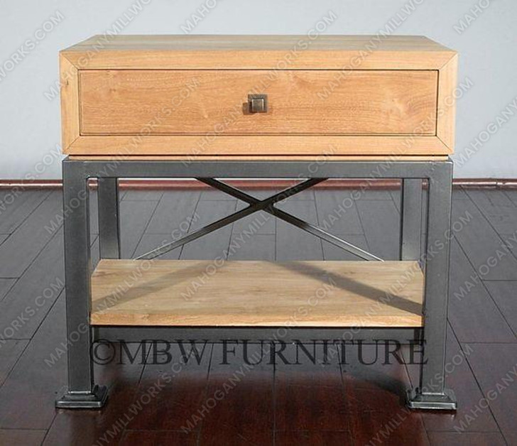 Loft-Style Side Table - Solid Hardwood