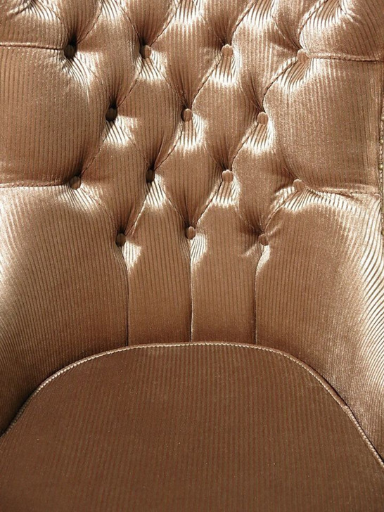 Antiqued Silver Leaf Finish Upholstered Accent Wingback Arm Chair